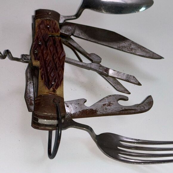 Vintage Korium Japan Folding 8 Multi-Tool Camping Scout Knife 4.5" 1960s - Picture 4 of 9